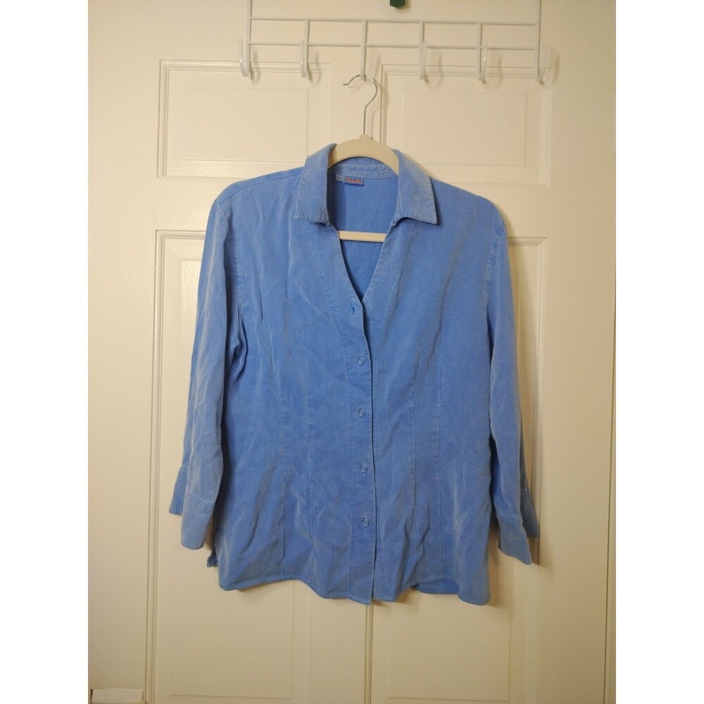 VTG Tianello Light Weight Tencel Denim Shirt 3/4 Sleeve Size S Made In USA -Read